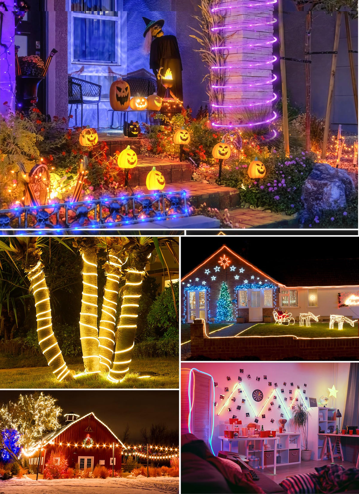 Brightown Solar String Lights Outdoor Waterproof, 18 Colors Changing 39FT Fairy Rope Light Solar Powered with Remote, 100 LEDs Multicolor Trampoline Light Rope Lighting for Outside Christmas Party