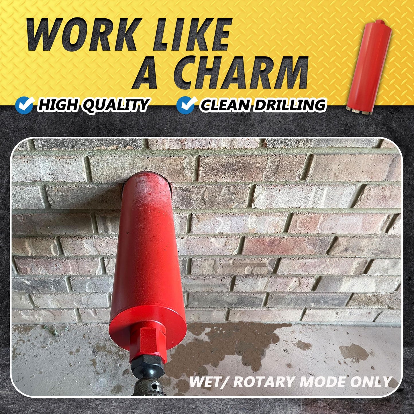 12" Wet Drill Core Bits for Concrete and Hard Masonry, 10mm Segment Height, 18" Drilling Depth, 1-1/4"-7 Arbor, Wet Only