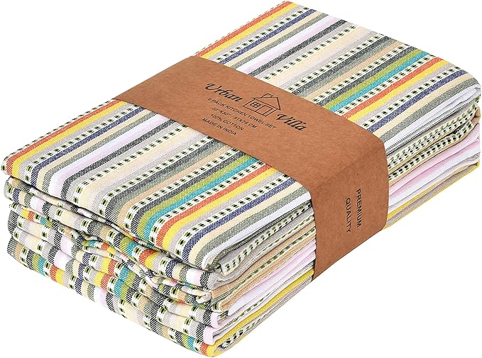 Urban Villa Kitchen Towels Beige Stripes Dish Towels