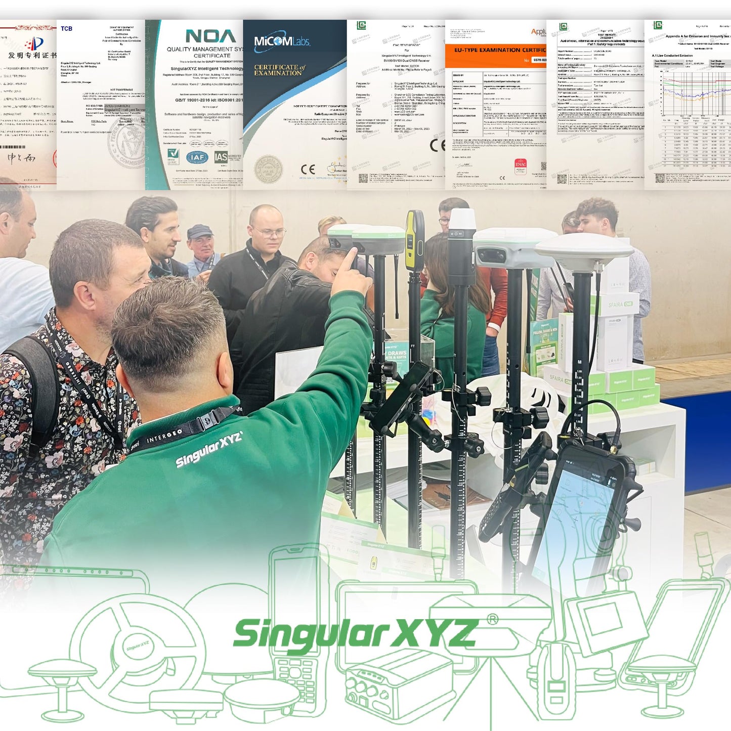 SingularXYZ E1 GNSS GPS RTK Base Station Land Surveying Equipment Total Station GNSS Receiver High Accuracy Static Surveying, Coodinates Collection, Point Surveying