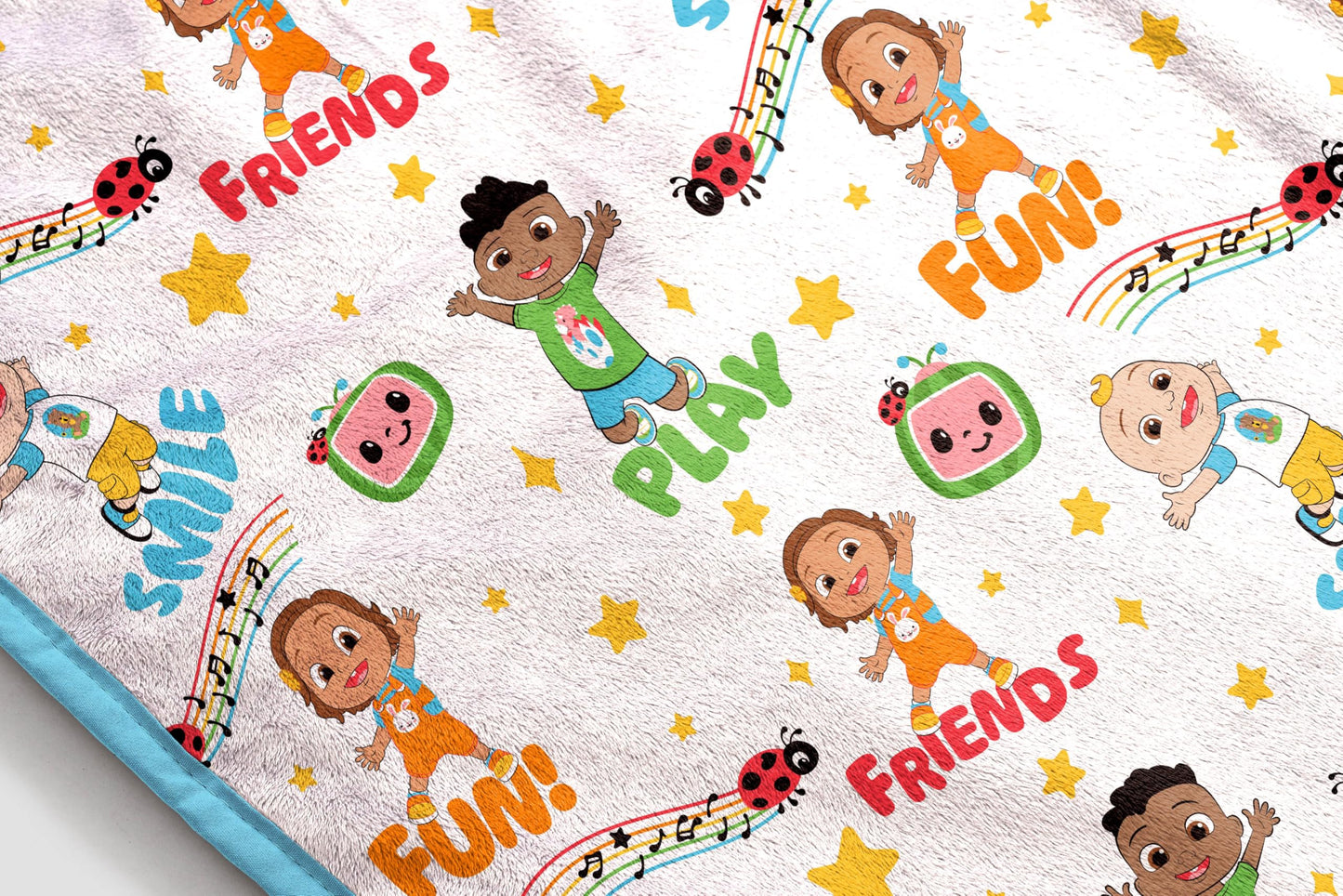 Jay Franco Kids Plush Throw Blanket – Soft & Cozy Fleece Throw for Bedroom & Couch Décor, Official Licensed Product, White - Cocomelon, 46x60 - Throw Blanket