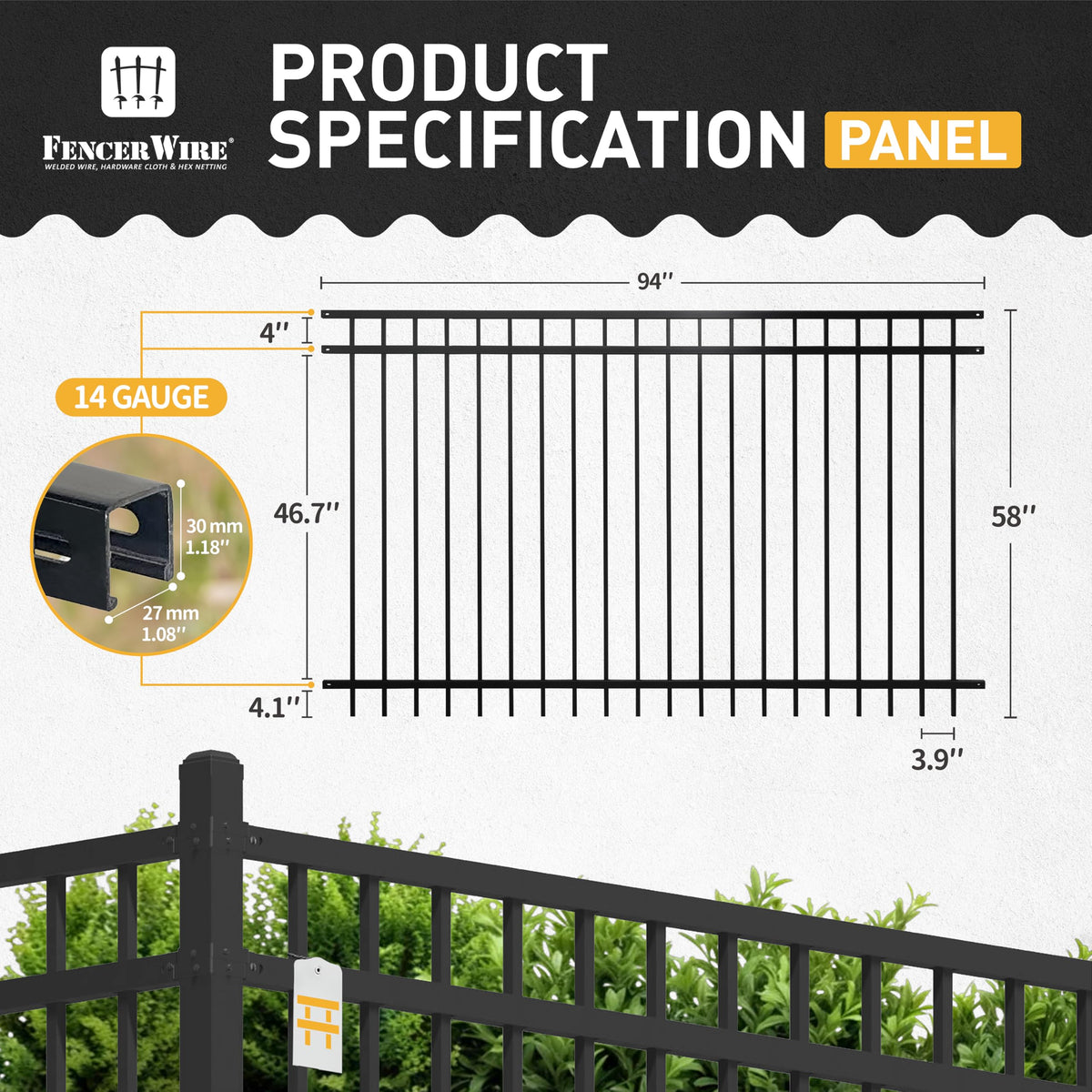 Fencer Wire 100FT Heavy Duty Flat Top Fence Barrier Kit, Anti-Rust Metal Steel Fence with 5FT Height X 8FT Width Panels, Gate, Posts, Connectors, Outdoor Fencing for Yard, Pool, Patio