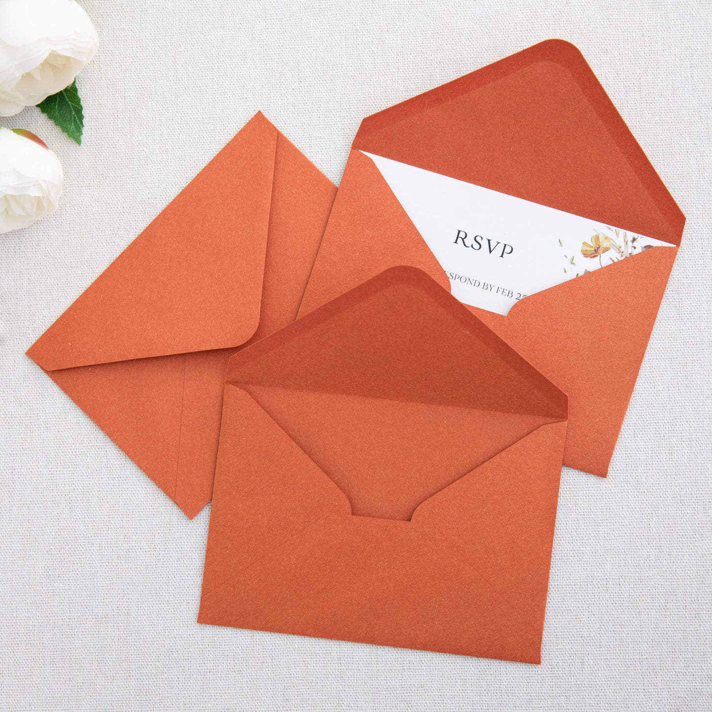 PONATIA 50 Pack A1 Envelopes, 3.62 x 5.2'' Burnt Orange Envelopes Perfect for Weddings Cards, RSVP Cards, Response Cards, Baby Showers, Thank You Notes, Photos and any 3.5x5" inserts