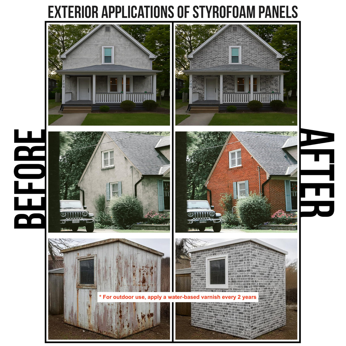3D Faux Brick Wall Panels – Lightweight Styrofoam Cladding for Interior & Exterior Use | DIY Decorative Panels | 9 Pack (40"x20") | Ideal for Living Room, Kitchen, Outdoor Walls Vermilion