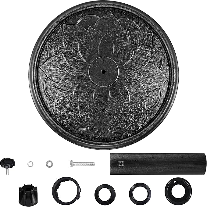 Yaheetech 18'' Umbrella Base 26.5lbs Heavy Duty Patio Umbrella Stand, Round Umbrella Base Stand, Resin Umbrella Holder for Outdoor, Garden, Yard, Black