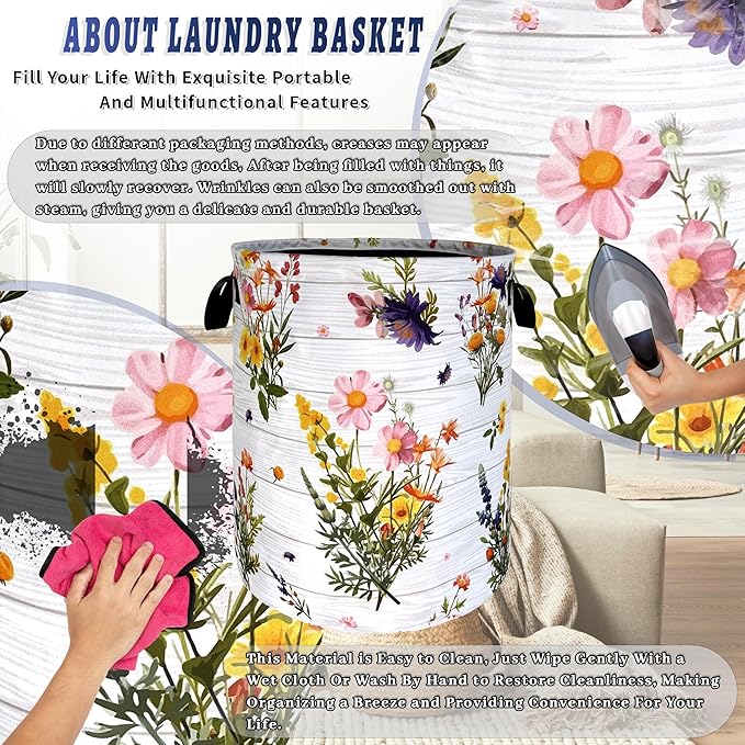 Hawaii Flowers Laundry Basket Foldable Oxford Cloth Colorful Floral Laundry