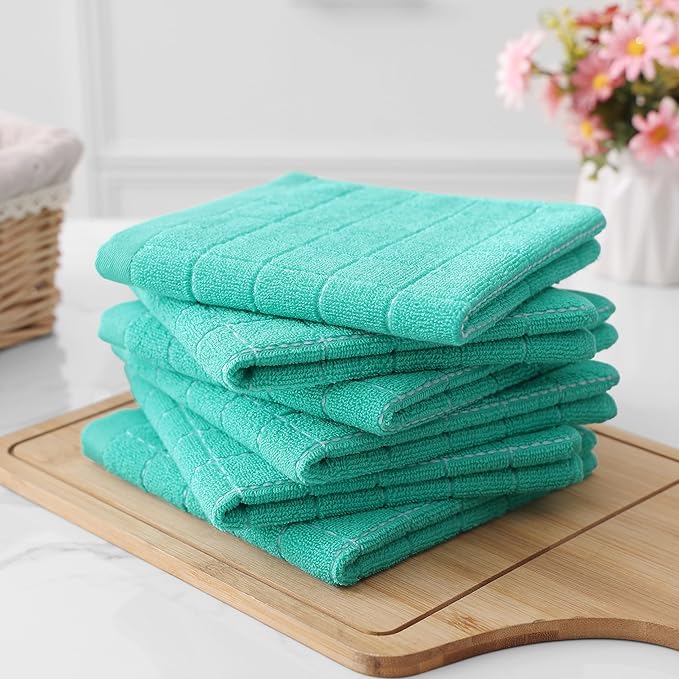Homaxy 100% Cotton Terry Kitchen Dish Cloths, Ultra Soft and Absorbent Dish