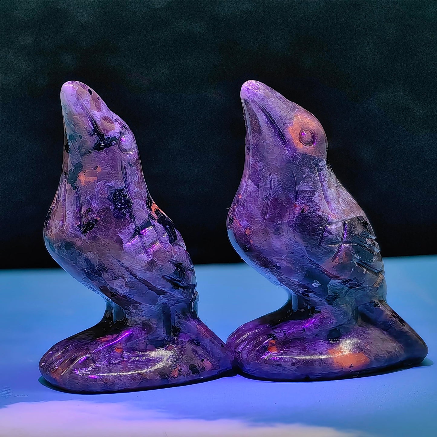 2" Natural Obsidian Flame Stone Crystal Crow Raven Statue Healing Crystal Handmade Sculpture Guardian Pocket Statues Reiki Bird Meditation Office Home Decoration Gift (Flame Stone and Obsidian)