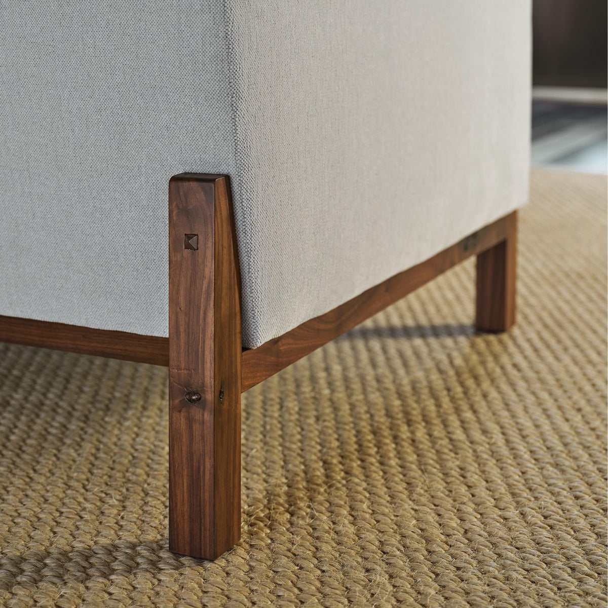 Stickley Saranac Chair, Lounge Chair, Solid Rustic Walnut Base, Sustainable Construction, Sewn-in Pillows, Sustainable Easy-Care Fabric, Square Legs, Made in USA