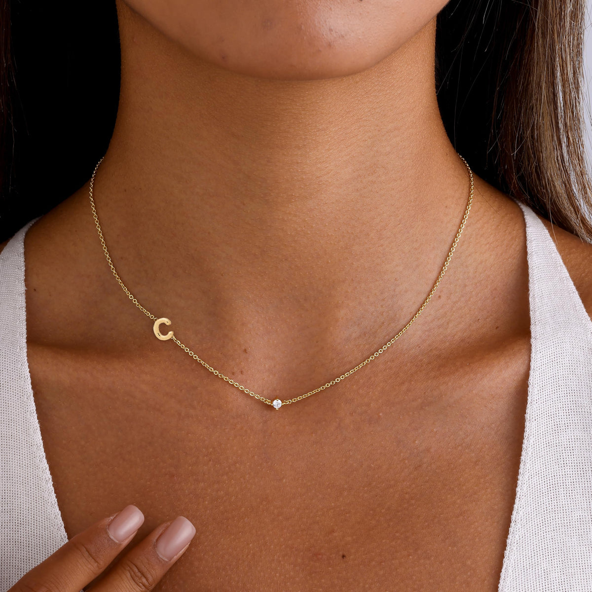 FUCJOEE Personalized Initial Necklaces for Women, Dainty 14K Gold Plated Sideways Letter Necklace Simple Choker Necklace Personalized Name Necklaces for Women Cute Trendy Stuff Teen Jewelry Gifts