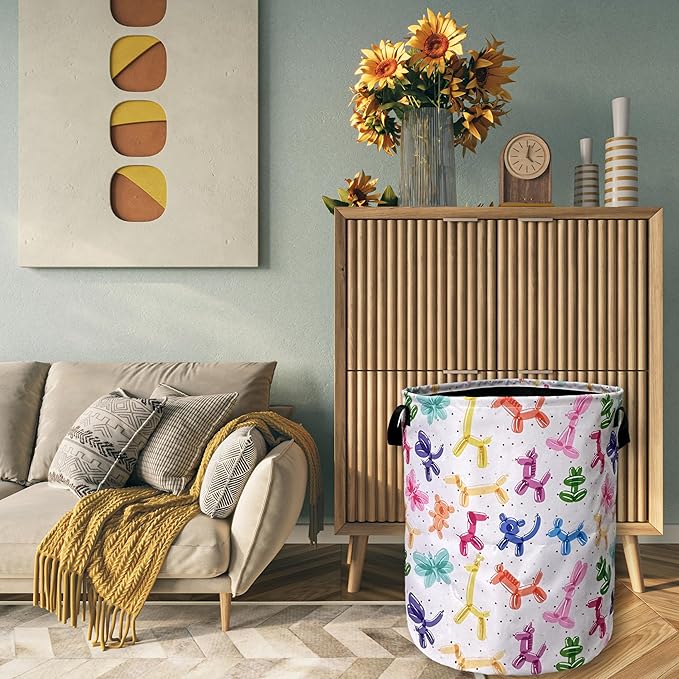Colorful Dogs Pattern Laundry Basket Foldable