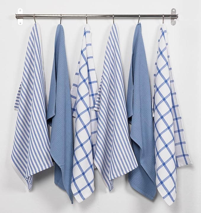 KAF Home Premium Kitchen Towels, Large 100% Cotton, Flat & Terry Absorbent Dish