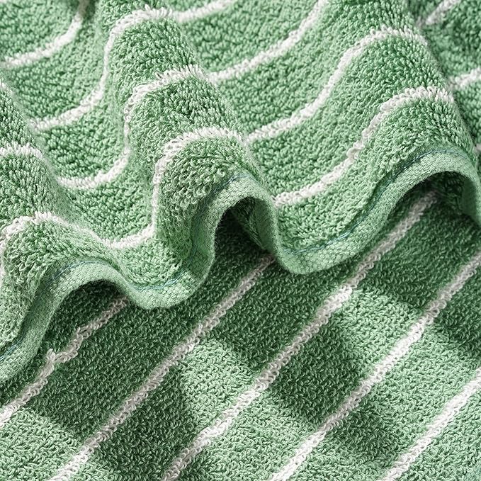 Hand Towels for Bathroom, 100% Cotton Striped Pattern Soft Absorbent Towel Set