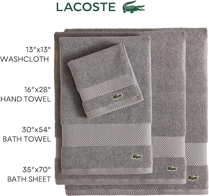 Lacoste Heritage 100% Supima Cotton Hand Towel, Premium Super Soft Bath Towel