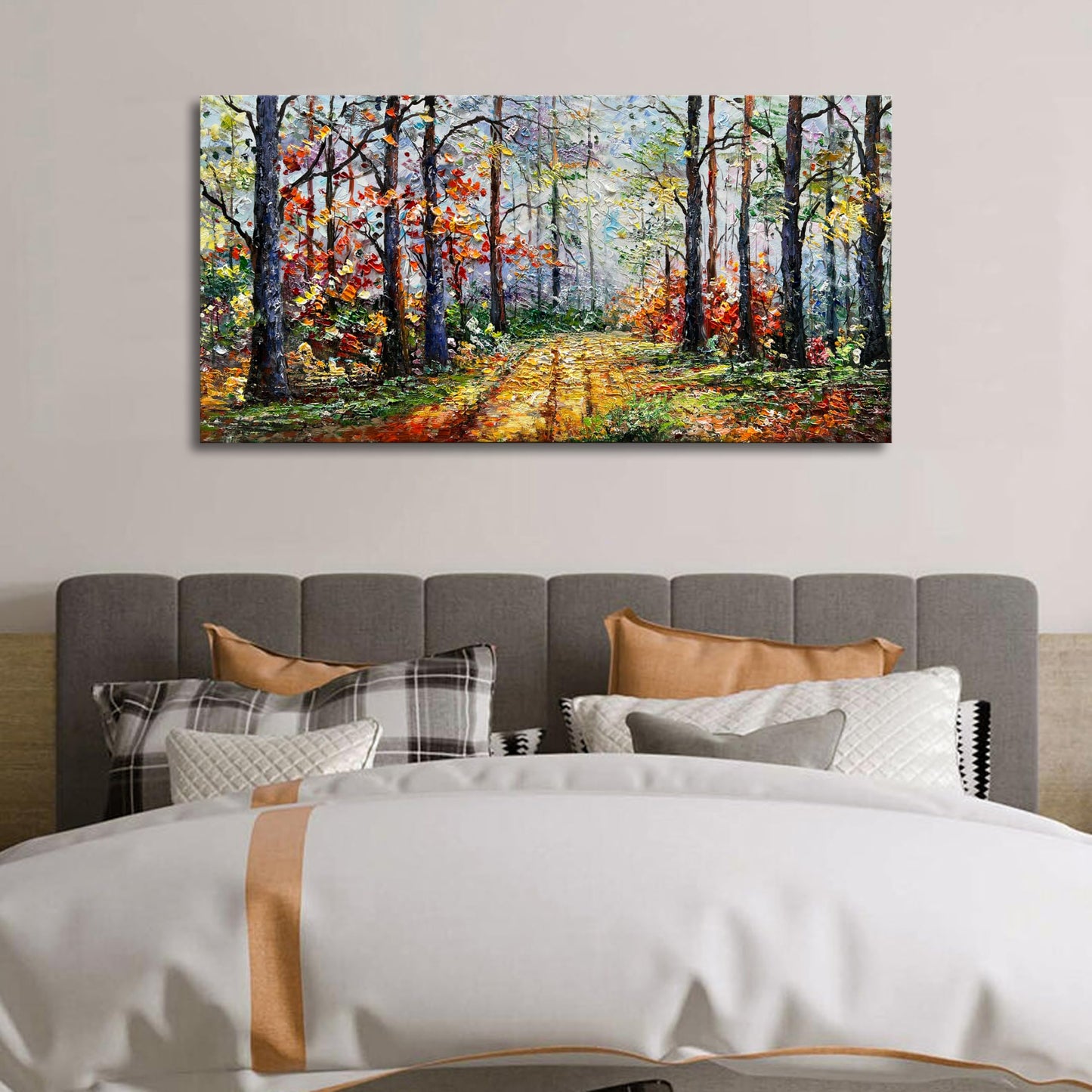 Diathou Art Forest Landscape Oil Painting Modern Abstract Art wall Decoration 24x48 inches
