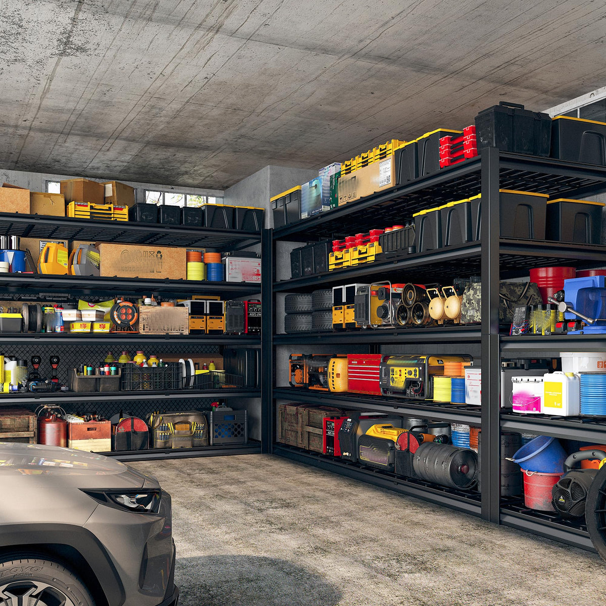 REIBII 60" W Heavy Duty Garage Shelving,3000LBS Storage Shelves Metal Shelving,Adjustable Shelves for Storage Industrial 5 Tier Garage Shelves for Warehouse Basement Pantry60 W x 24" D x 72" H