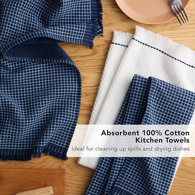 KitchenAid Gourmet Series Gridlines Kitchen Towels 3-Pack Set, 100% Cotton