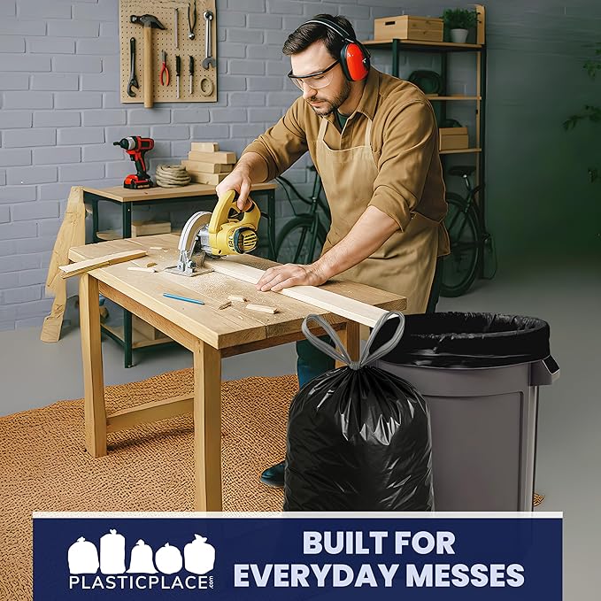 Plasticplace 32-33 Gallon Trash Bags │ 1.2 Mil │ Drawstring Garbage Can Liners