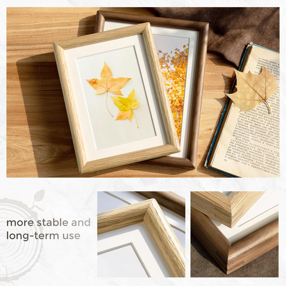 Venusmiles 11x14 Picture Frame, Natural Solid USA-Sourced Walnut Wood Photo Frames with HD Tempered Glass, Handcrafted Rounded Edge Wooden Frame Matted to 8x10, Gallery Wall Art Mount Display