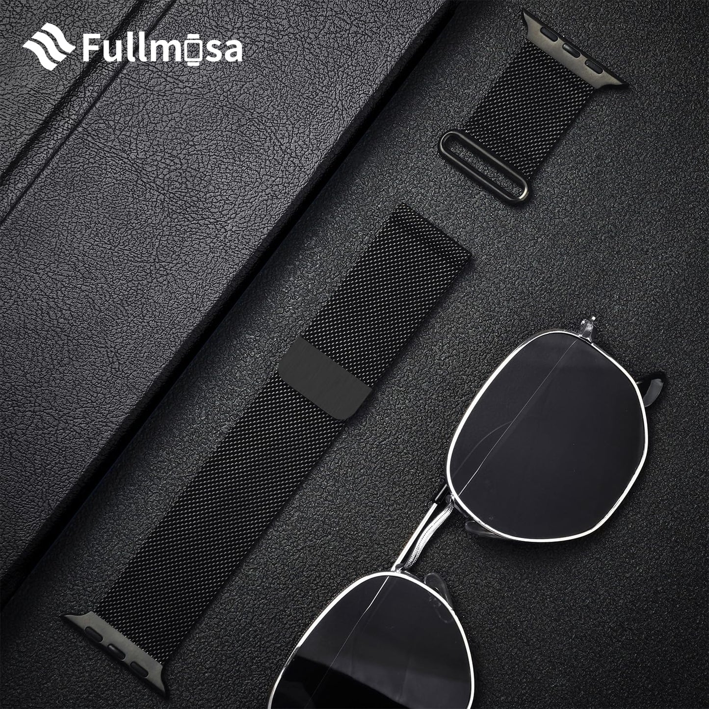 Fullmosa Compatible with Apple Watch Straps 40mm 42mm(S11/10) 38mm 41mm, Magnetic Milanese Loop Replacement iWatch Straps for Women Men for SE 3 2 1 Series 11 10 9 8 7 6 5 4 3 2 1, Black