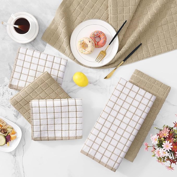 Homaxy Premium Cotton Kitchen Towels 16"x 28", Large Natural Ring Spun 390 GSM