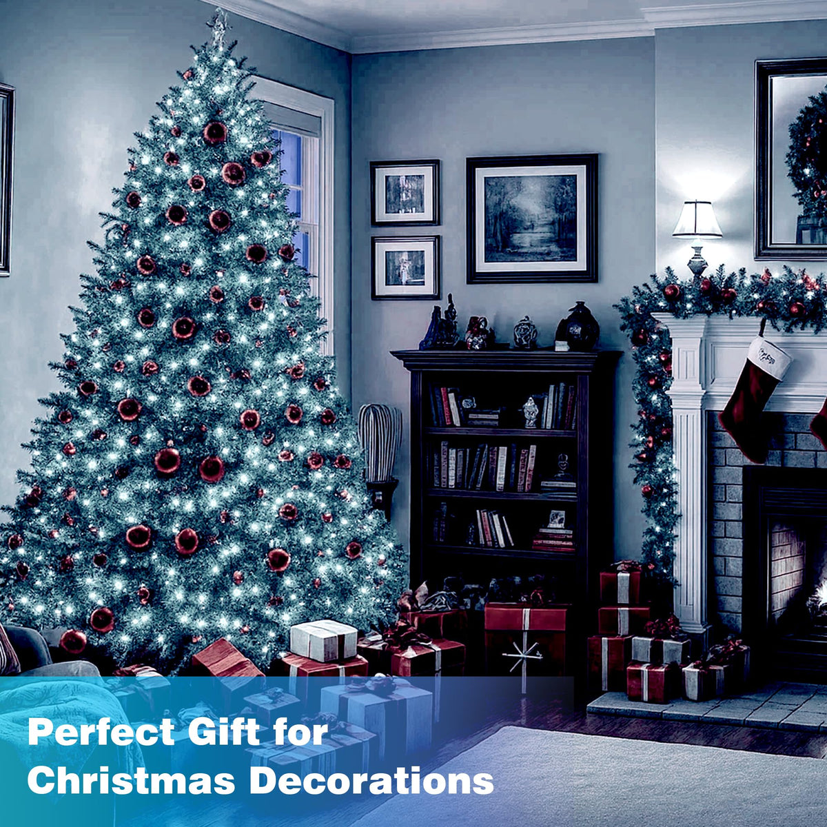 Domolli Christmas Lights 800 LED 264 FT, IP67 Waterproof Christmastree Lights with 8 Modes, Remote Control 3 Timers & Memory Function Xmas Decorations for House and Holiday (Cool White)