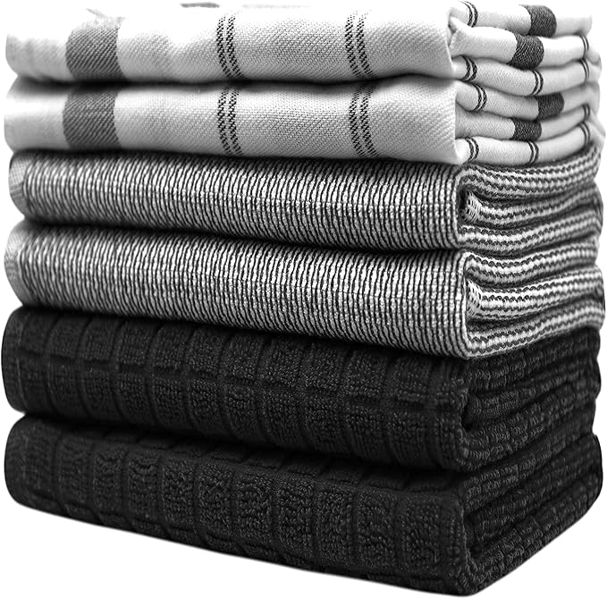 Premium Kitchen Towels | Large Cotton Dish Towels | Flat & Terry Highly