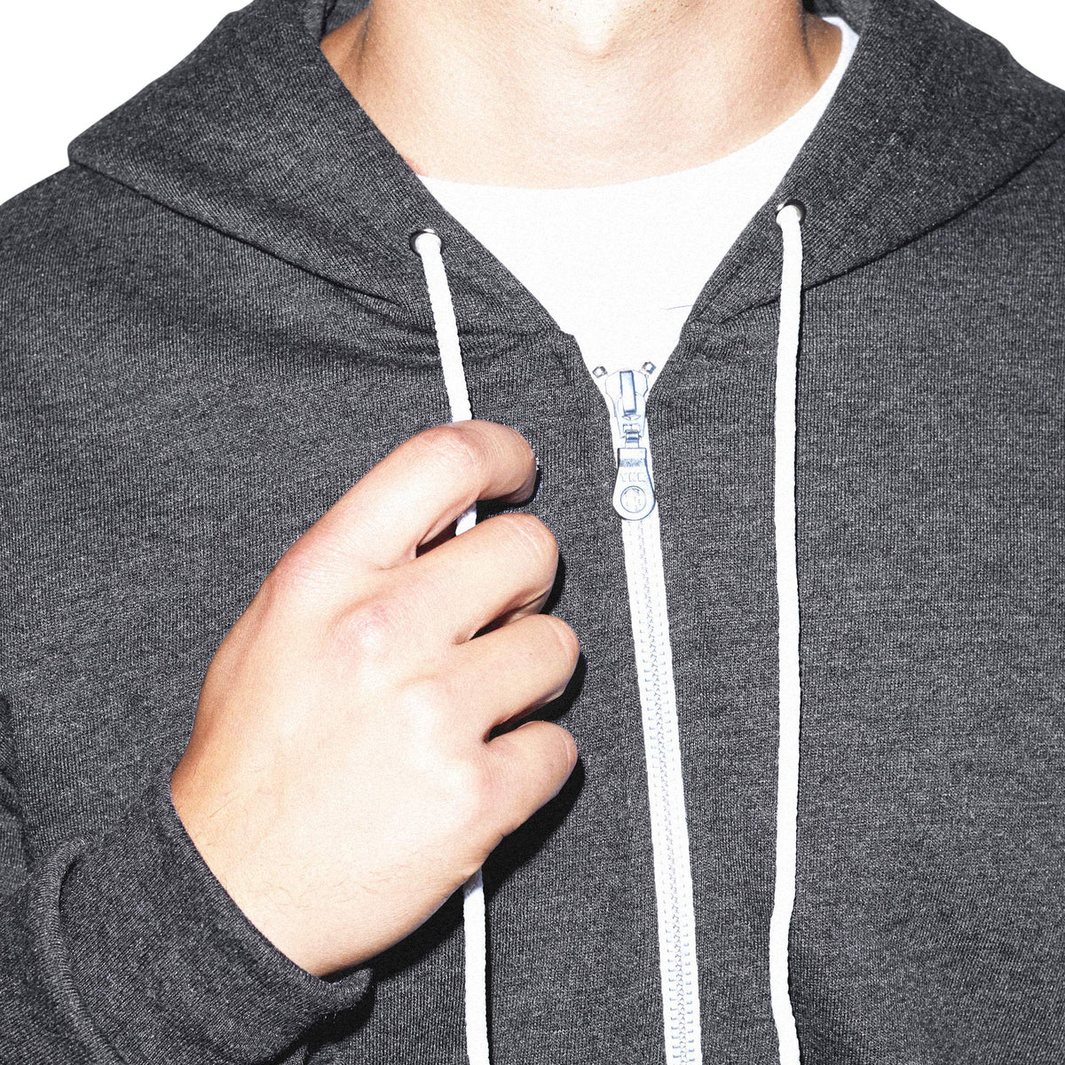American Apparel Men's Flex Fleece Long Sleeve Zip Hoodie, Dark Heather Grey, Small