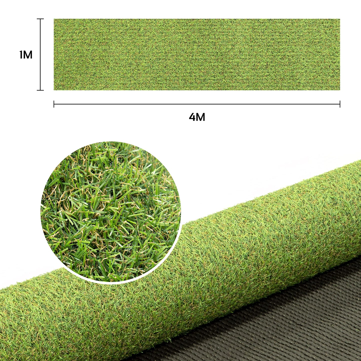 GardenKraft 4 m × 1 m Artificial Grass Roll – 15 mm High‑Density Two‑Tone Pile, UV‑Stabilised Fast‑Drain Fake Lawn, Pet & Child Friendly Astro Turf
