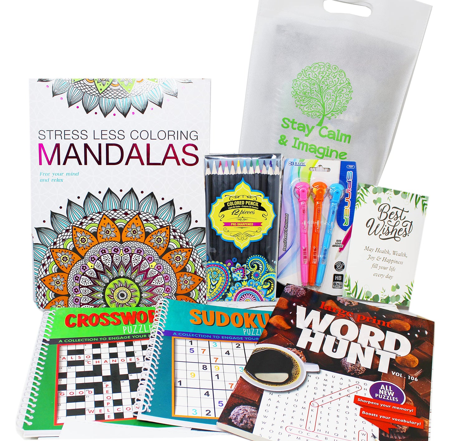 Get Well Soon Art kit home activities adult coloring books & pencils care package | Gift basket feel better soon gift for sick friend women, men, covid or after surgery for Stress relief & Relaxation