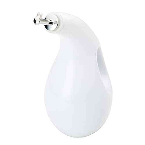 Rachael Ray Ceramic EVOO Oil and Vinegar Dispensing Bottle with Spout, 24 Ounce, White