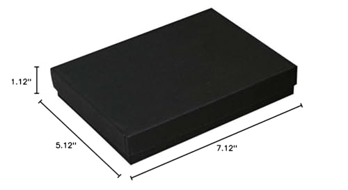 RJ Displays Jewelry Gift Boxes – 6 Pack Matte Black Cotton-Filled Cardboard Box for Necklace, Bracelet, Earring,Ornament Gifts,Jewelry Boxes with Lids, Bulk Gift Packaging – 7 1/8" x 5 1/8" x 1 1/8"