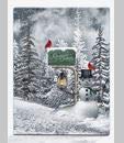 BANBERRY DESIGNS Cardinals and Snowmen Lighted Wall Art Canvas Prints - Christmas Greetings with LED Lantern - Winter Snow Scene with Pine Trees - Measures 16" H x 12" W
