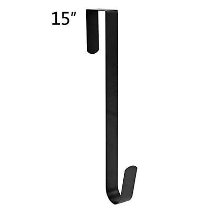 Sattiyrch 15" Wreath Hanger for Front Door,Sturdy Steel Wreath Door Hanger,Over The Door Hanger Hook (Black,1)