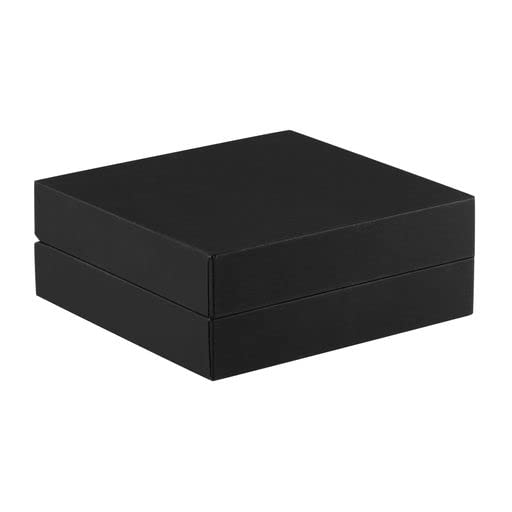 Allure - Slim Ring Box With LED Light, Square Shaped Elegant Flat Diamond Ring Case, Small, Black Velvet Interior Jewelry Display Gift Box For Unique Proposal, Engagement Or Wedding.