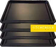4-Pack - Essentials Baking Tray Set 32cm by KITCHENEUR - Easy Cleaning Baking Tray/Pan, Non-Stick Tin, Multi-Pack Set Oven Trays - Dishwasher Safe and Easy Cleaning