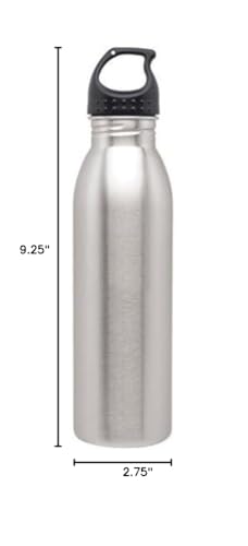 Simply Green Solutions Slim Line Stainless Steel Water Bottle, Single-Wall Reusable for Work & Daily Use, Handy Cold, Sleek & Slim, Brushed Stainless, 24 oz