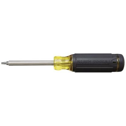 Klein Tools 32307 Multi-bit Tamperproof Screwdriver, 27-in-1 Tool with Torx, Hex, Torq and Spanner Bits with 1/4-Inch Nut Driver, Black/Yellow