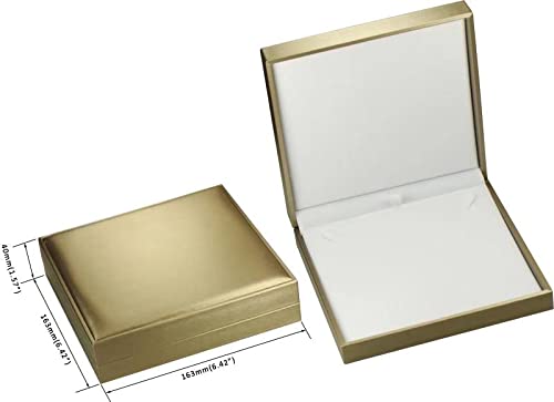 The Jewellery Pak Gold Color Big Necklace Chain Gift Box Luxury Soft Touch PU Leather Material Necklace Storage Box Size 6.42"(W)*6.42〞(D)*1.57〞(H)
