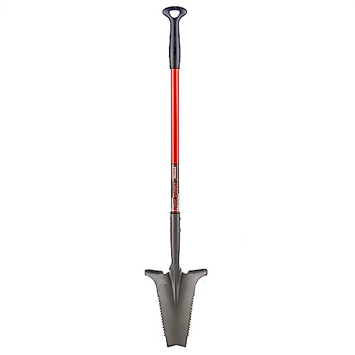 Root Slayer 22311 Nomad Compact Steel Garden Spade for Digging Soil and Root Removal, Portable Tool, Red