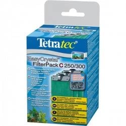 Tetra EasyCrystal Filter Pack C250/300 filter material with activated carbon, filter pads for EasyCrystal internal filters, suitable for aquariums from 15-60 liters, 3 pieces, Green