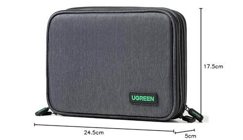 UGREEN Travel Accessories, Portable Bag Electronics Organiser Large Capacity Tech Pouch Compatible with Small Gadget USB Charging Cable Charger Adapter Power Bank Hard Drive SD Card(M)