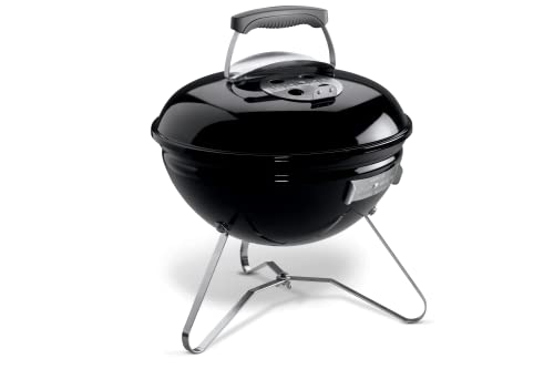 Weber Smokey Joe Charcoal Barbecue/Portable Design, Porcelain-Enamelled Lid & Bowl, 37 cm Cooking Surface, Black