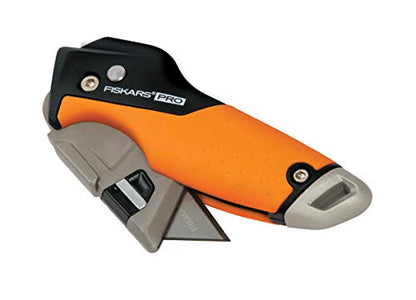 Fiskars CarbonMax Folding Utility Knife, Length 17cm, Stainless Steel Blade/Plastic Handle, Black/Orange, 1027224
