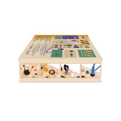 Konijiwa Toddler Toys Montessori Busy Board Toys for 1 2 3 Year old Boys Girls Wooden ToyS with With 10 Switches and 23 LED Lights Switch toy Sensory Learning Toys 1 2 Year old Baby Girls Boys Gifts