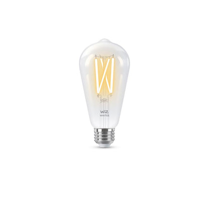 WiZ Clear 60W ST19 Tunable White Filament LED Smart Bulb - Pack of 6 - E26- Indoor - Connects to Your Existing Wi-Fi - Control with Voice or App + Activate with Motion - Matter Compatible