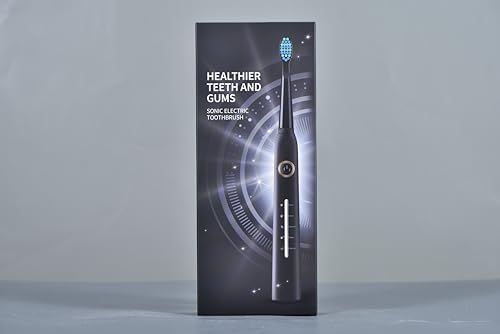 Electric Toothbrush, Sonic Toothbrushes with 8 Brush Heads 40000 VPM 5 Modes, Sonic Toothbrushes Fast Charge 4 Hours Last 30 Days, Rechargeable Electric Toothbrush for Adult (Black)