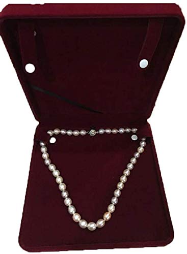 JunningGor Jewelry Set Velvet Box Necklace Earring Ring Necklace Bracelet Gift Display Case Wedding Jewelry Storage Holder (Wine Red for Long Pearl Chain)