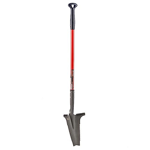Root Slayer 22311 Nomad Compact Steel Garden Spade for Digging Soil and Root Removal, Portable Tool, Red