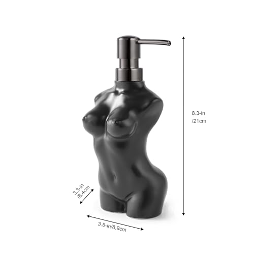 NEWHENGS Ceramic Soap Dispenser Hand Lotion Liquid Dispenser Refillable for Kitchen and Bathroom Decorative (Black)